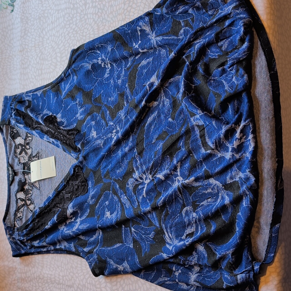 Lucky Blue and Black Floral Lace Sleeveless Top Size XL - New NWT - Picture 2 of 13